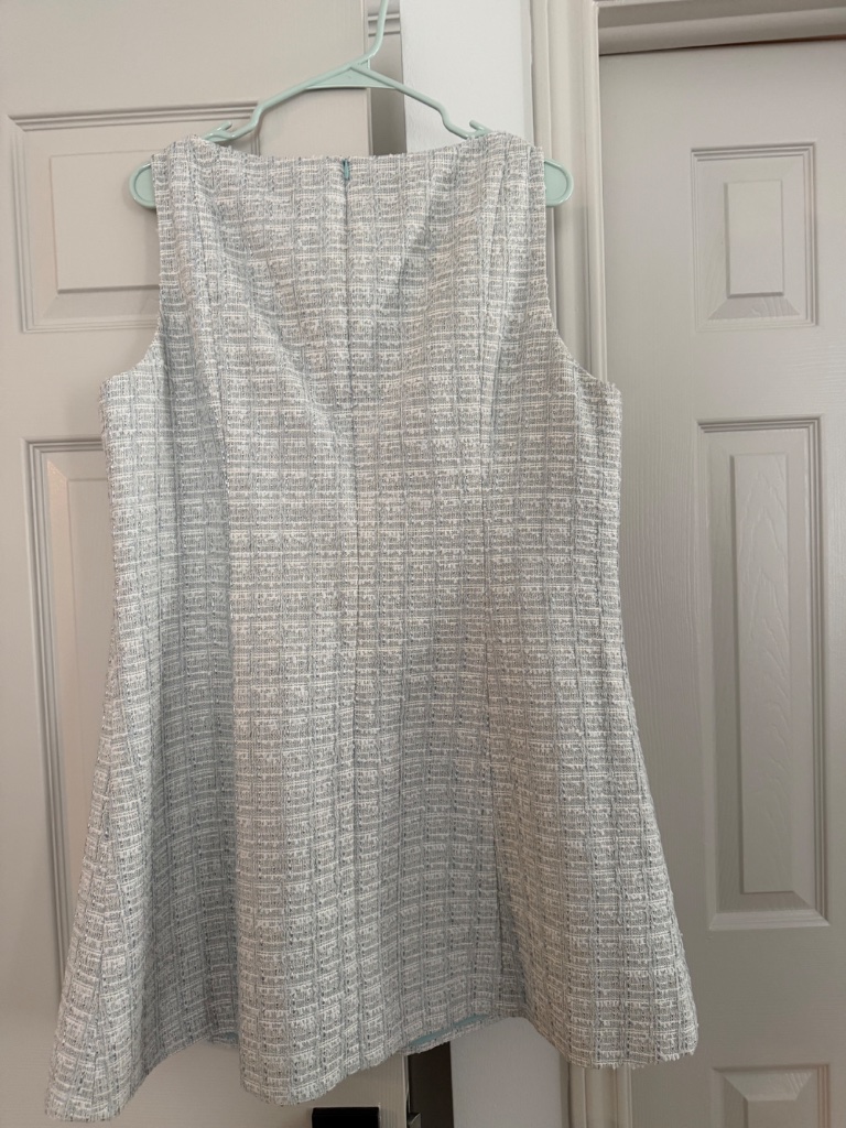 Chelsea Reece Blue Cream Tweed Mini Shift Dress 20/22 — image 2 of 3